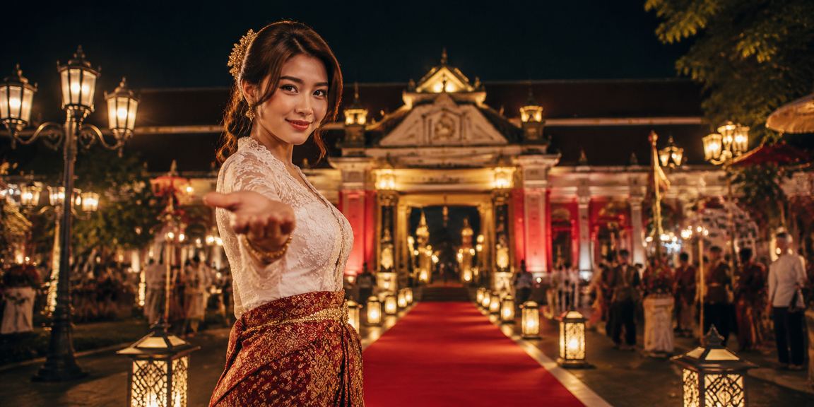 Suasana festival pendaftaran bonus yang meriah dengan dekorasi warna-warni dan penuh semangat