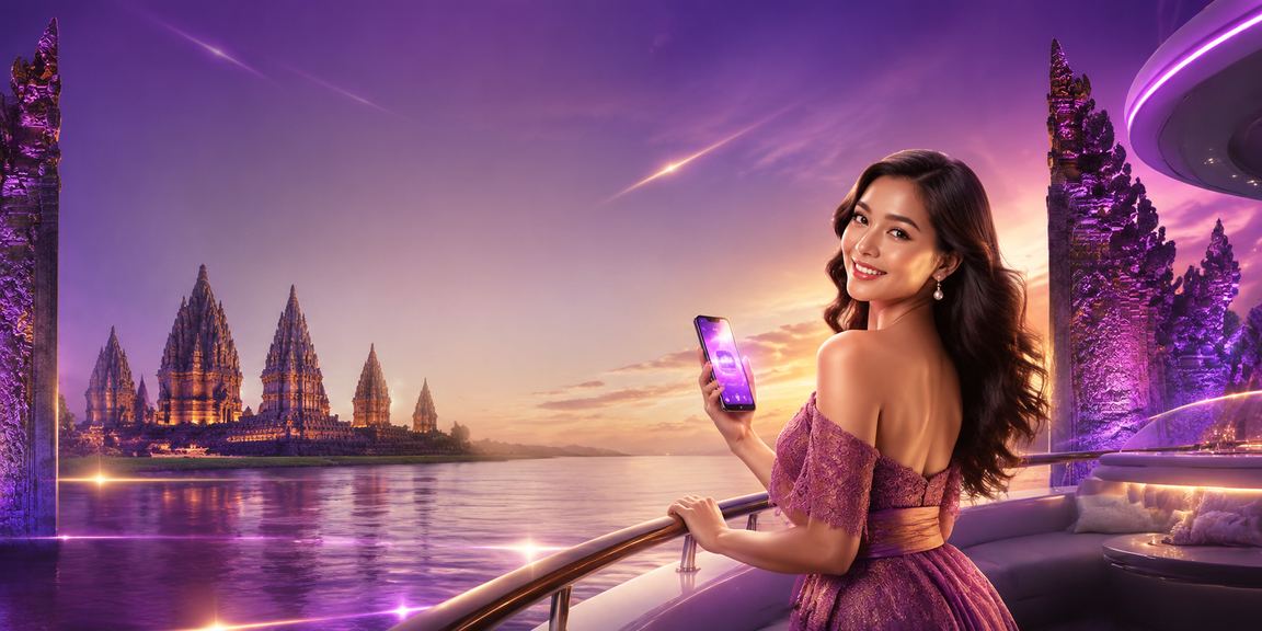 Tampilan casino mobile di malam hari dengan cahaya neon yang vibrant dan modern